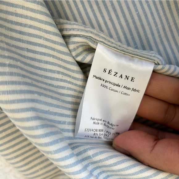 SEZANE Celia Dress Blue White Stripe Wmn’s Sz Small Chic stylish French Vibes - Picture 12 of 12